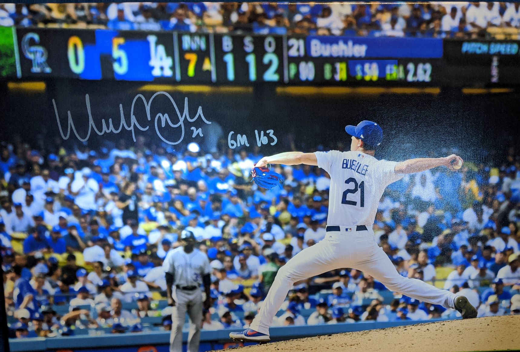 Walker Buehler Game 163 Autographed Canvas - Art of the Game