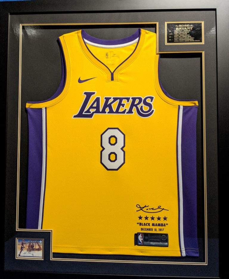 Kobe Bryant Framed 8 Jersey with Autographed Card Art of the Game