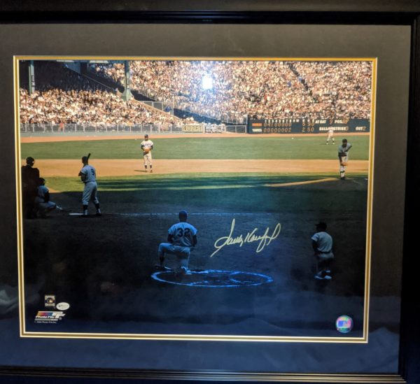 Sandy Koufax Pitching to Roger Maris 1963 World Series Autographed Photo