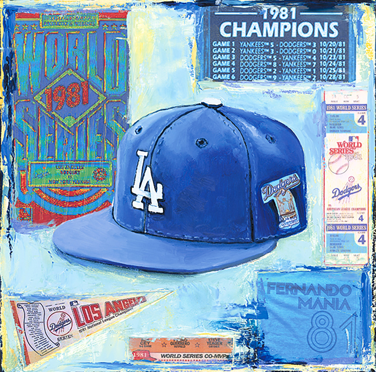 1981 Dodgers World Series Cap Canvas by Lindsay Frost - Art of the Game