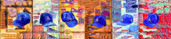 Dodgers World Series Caps Canvas by Lindsay Frost